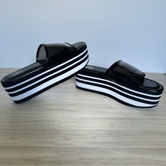 Black & white striped Juicy by juicy couture platform Y2K style sandals - Picture 5 of 10